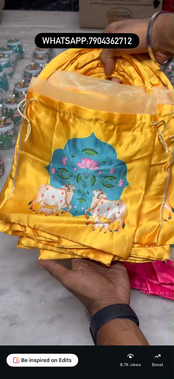 Pichwai Satin Potli Bag premium return gift