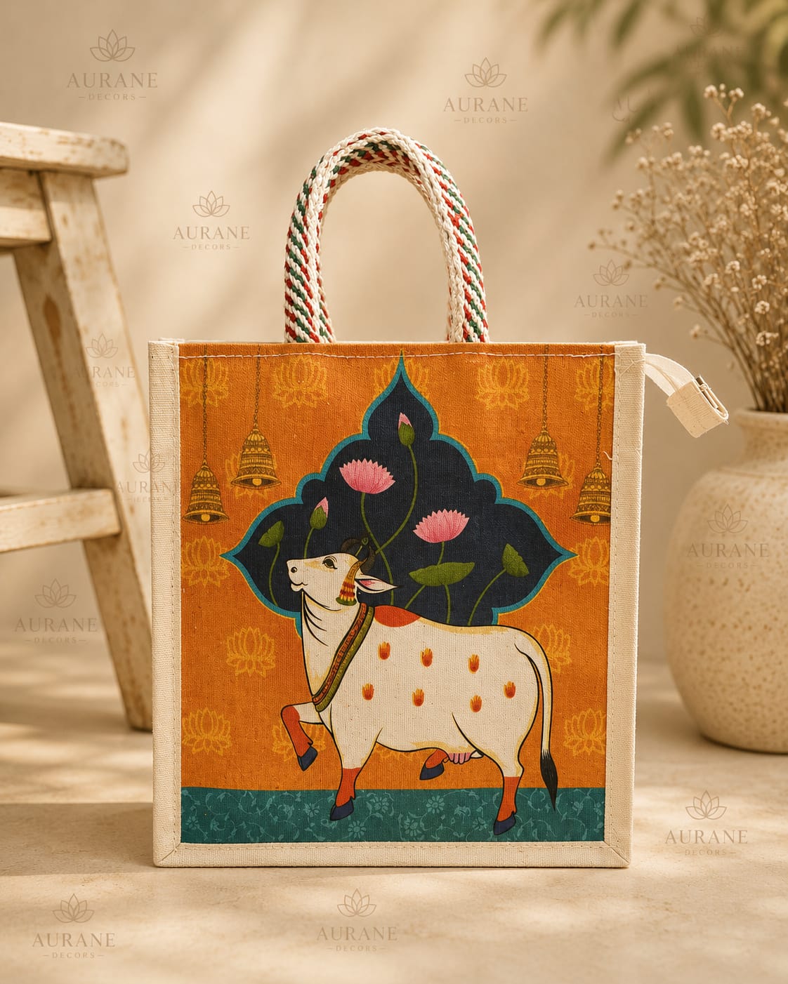 Pichwai Kamadhenu Jute Bag premium return gift
