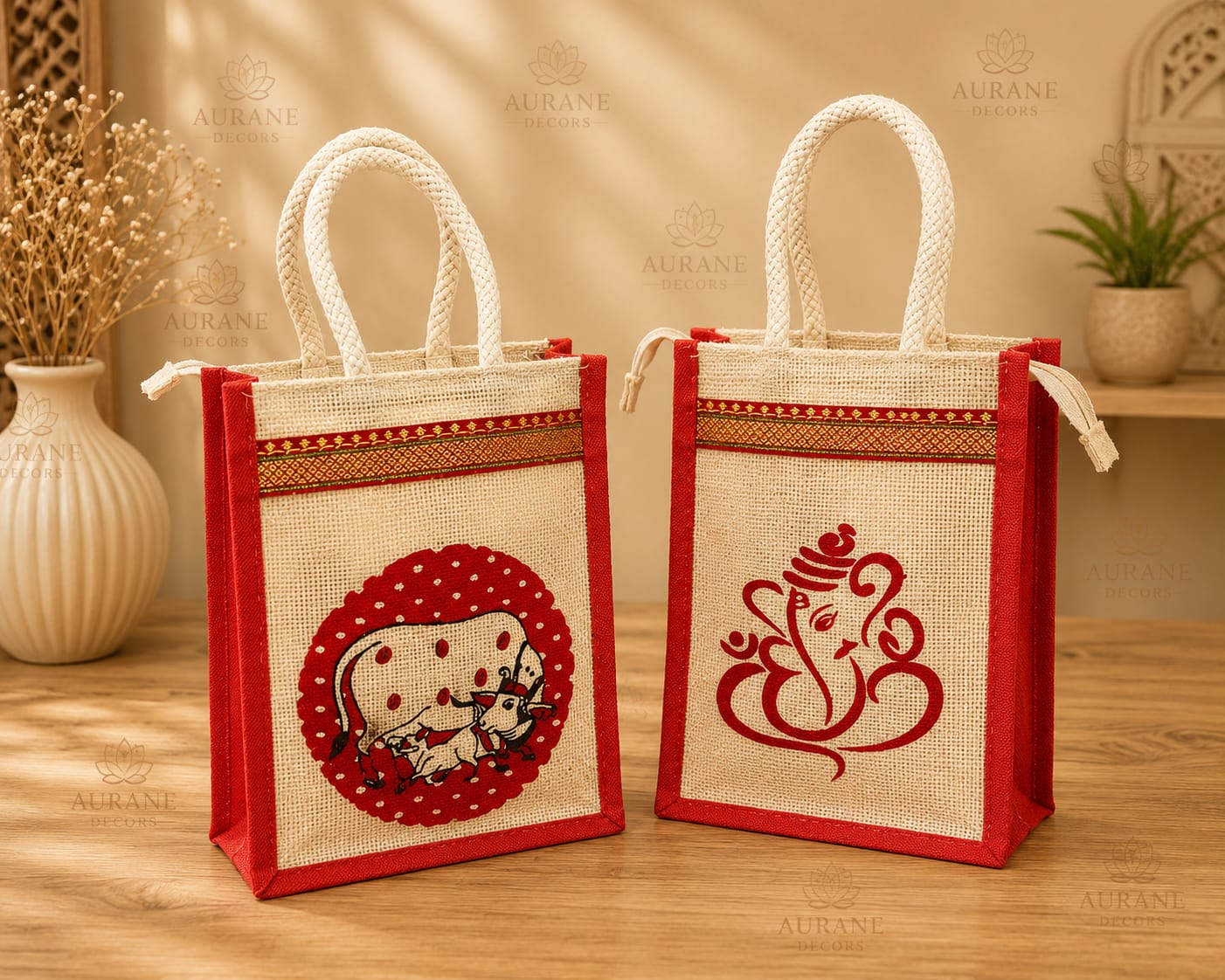 Traditional Ganesha Jute Bag premium return gift